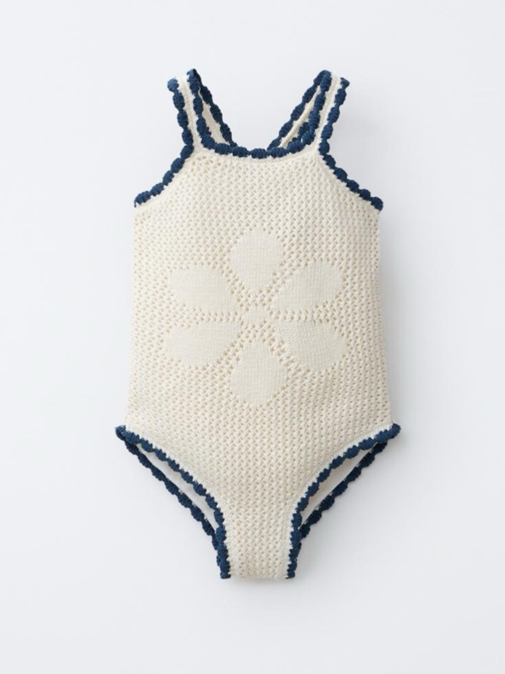 ZARA CROCHET KNIT FLORAL SWIMSUIT